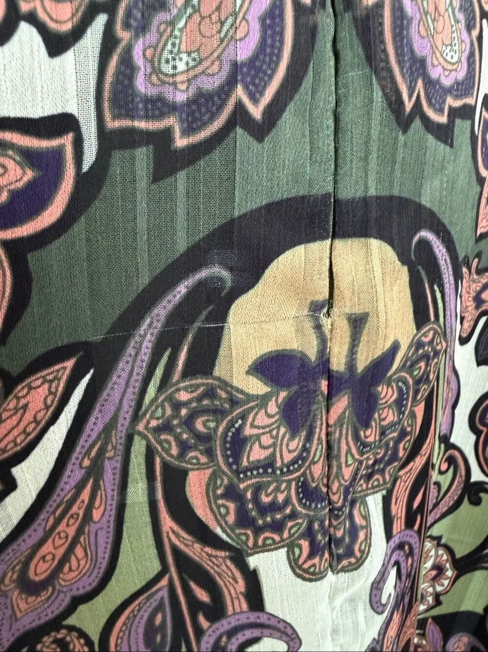 Elie Tahari The Raquel Tie-Neck Paisley-Print Midi Dress Green Multi Size 6 - Picture 11 of 12